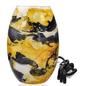 Handcrafted Multi Color Marble Painted Glass Lamp 8.5” T x 5.5” W